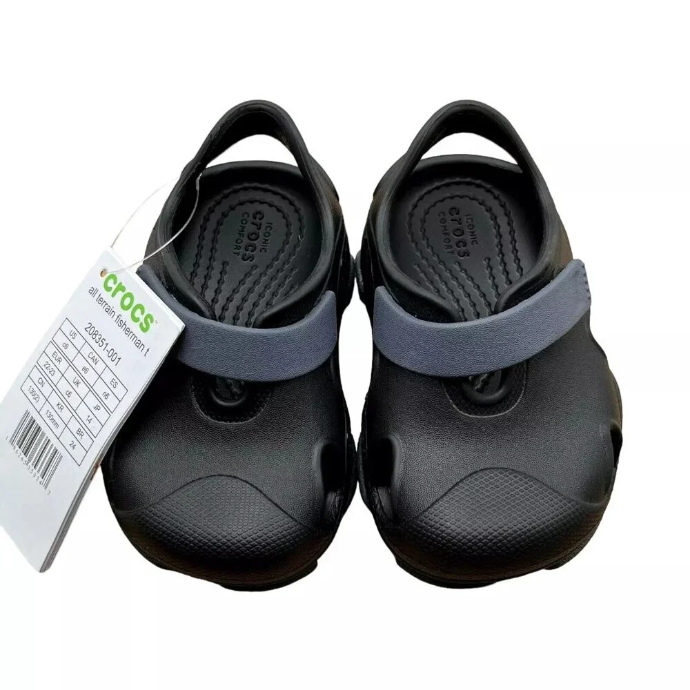 Crocs Baby/Toddler‎ Boys Fisherman Sandals Size 6 Black Closed Toe Slip-on